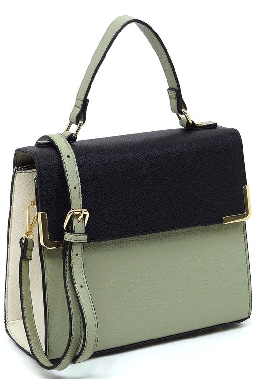 Colorblock Top Handle Satchel - lolaluxeshop