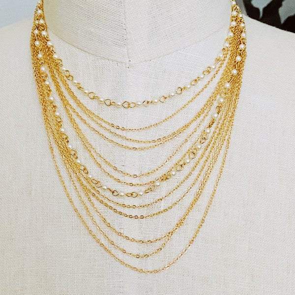 Beautifully Draping Pearl And Chain Necklace - lolaluxeshop