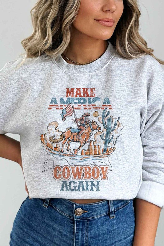 MAKE AMERICA COWBOY AGAIN PLUS SIZE SWEATSHIRT - lolaluxeshop