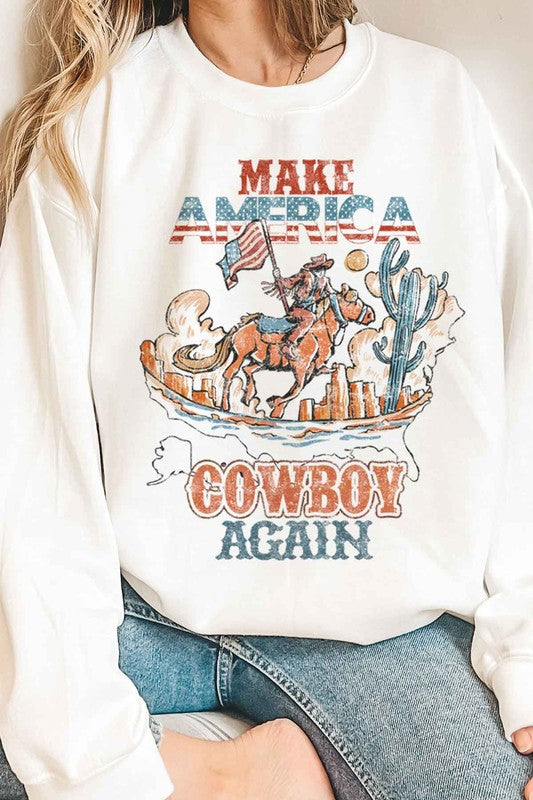 MAKE AMERICA COWBOY AGAIN PLUS SIZE SWEATSHIRT - lolaluxeshop