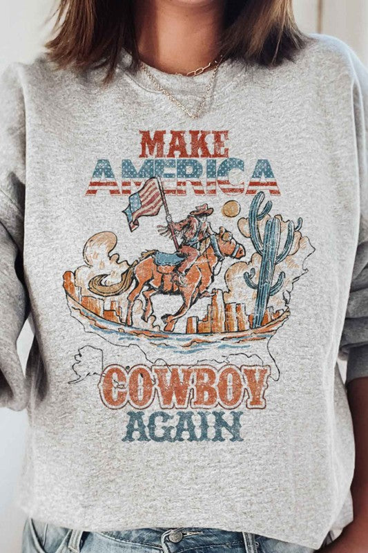 MAKE AMERICA COWBOY AGAIN PLUS SIZE SWEATSHIRT - lolaluxeshop