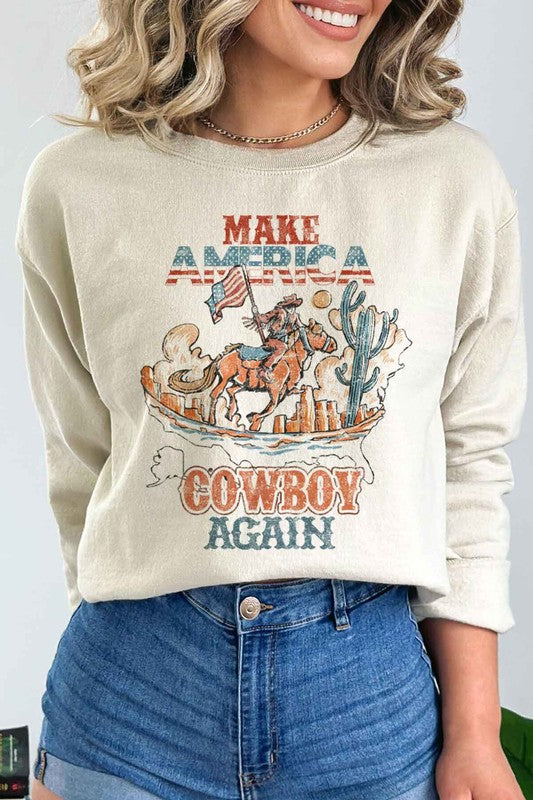 MAKE AMERICA COWBOY AGAIN PLUS SIZE SWEATSHIRT - lolaluxeshop