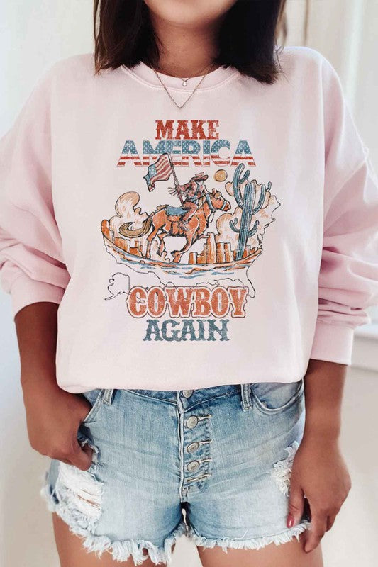 MAKE AMERICA COWBOY AGAIN PLUS SIZE SWEATSHIRT - lolaluxeshop