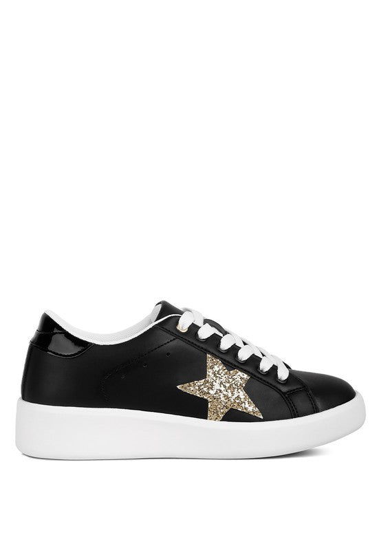 Starry Glitter Star Detail Sneakers - lolaluxeshop