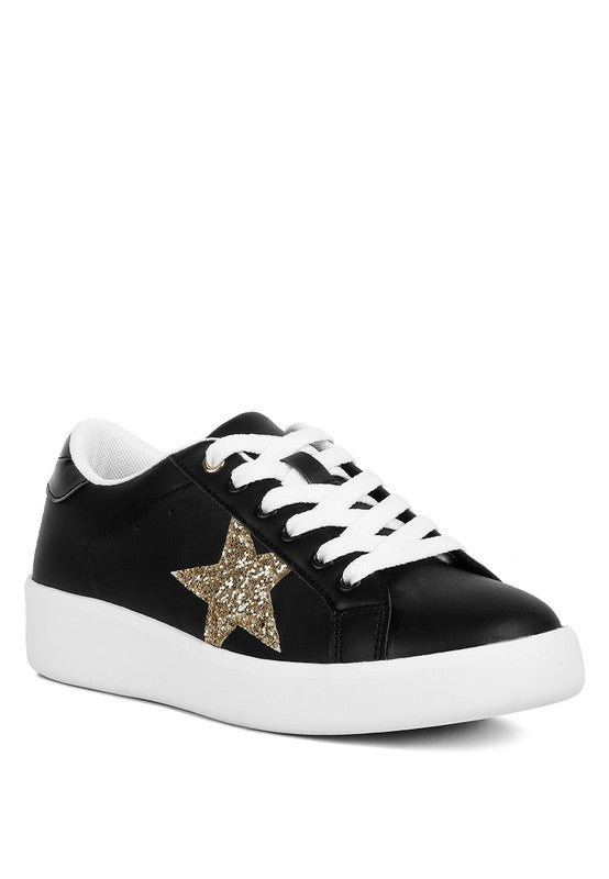 Starry Glitter Star Detail Sneakers - lolaluxeshop