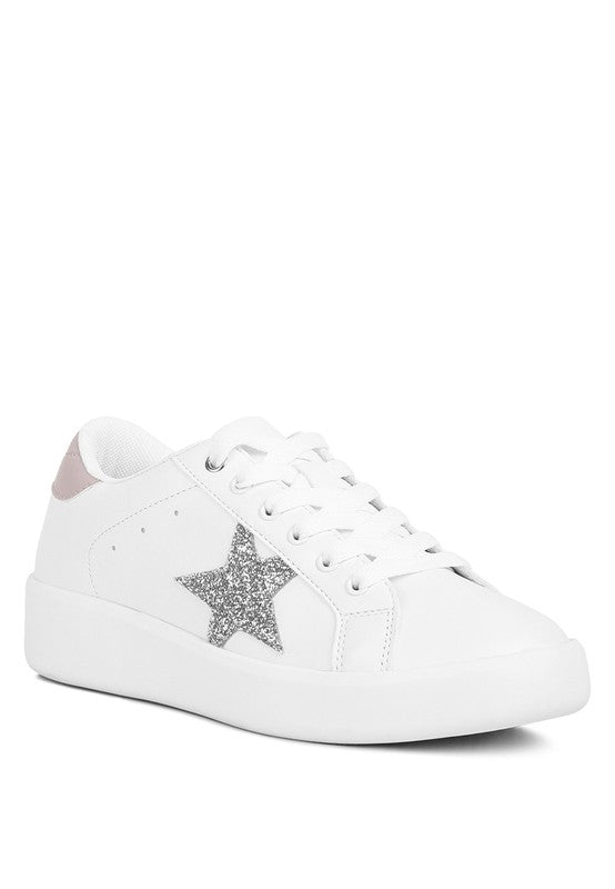 Starry Glitter Star Detail Sneakers - lolaluxeshop