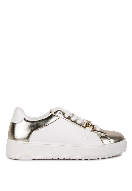 Nemo Contrasting Metallic Faux Leather Sneakers - lolaluxeshop