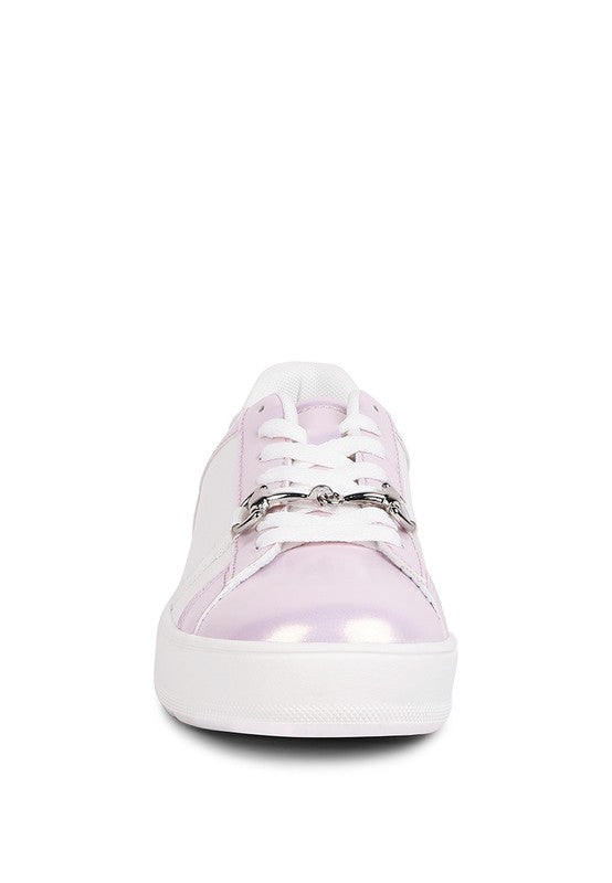 Nemo Contrasting Metallic Faux Leather Sneakers - lolaluxeshop