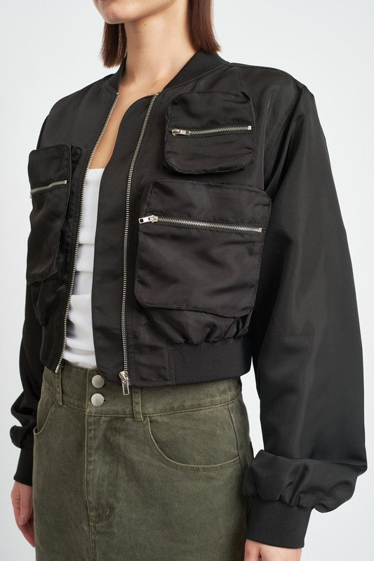 CROPPED BOMBER JACKET - lolaluxeshop