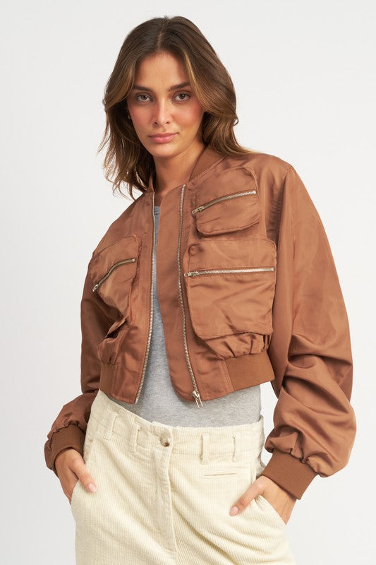 CROPPED BOMBER JACKET - lolaluxeshop