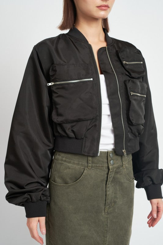 CROPPED BOMBER JACKET - lolaluxeshop