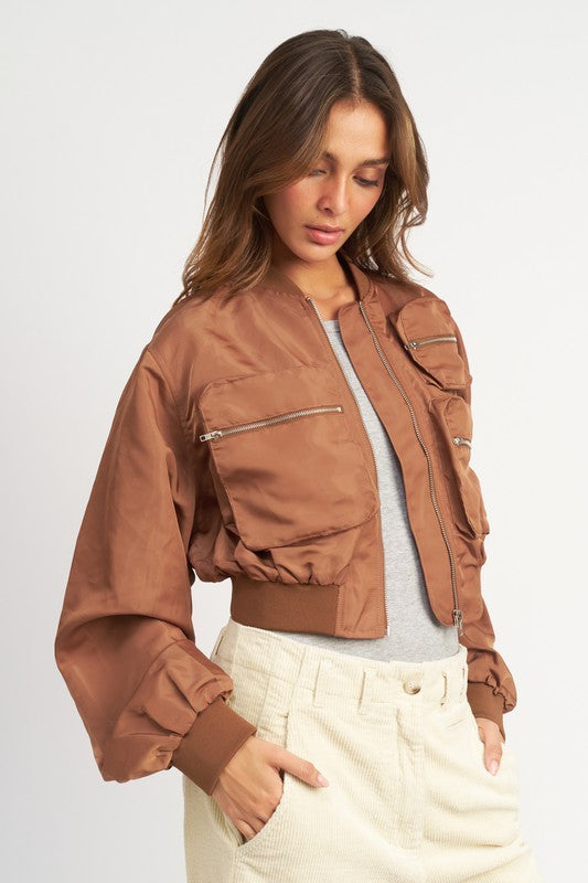 CROPPED BOMBER JACKET - lolaluxeshop