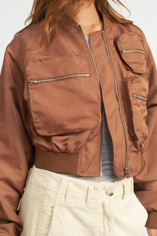 CROPPED BOMBER JACKET - lolaluxeshop