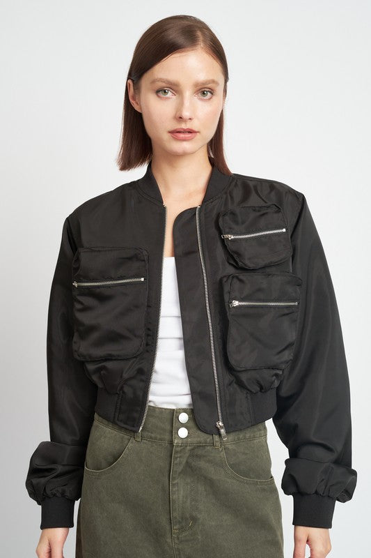 CROPPED BOMBER JACKET - lolaluxeshop