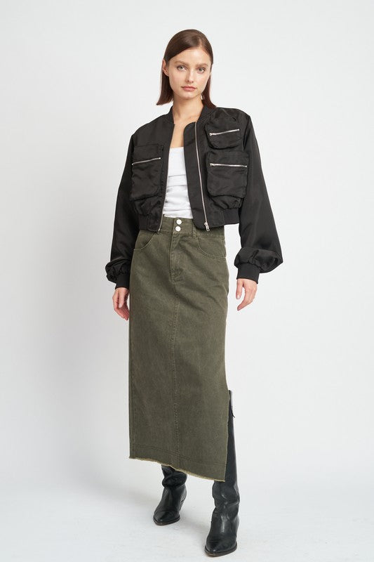 CROPPED BOMBER JACKET - lolaluxeshop