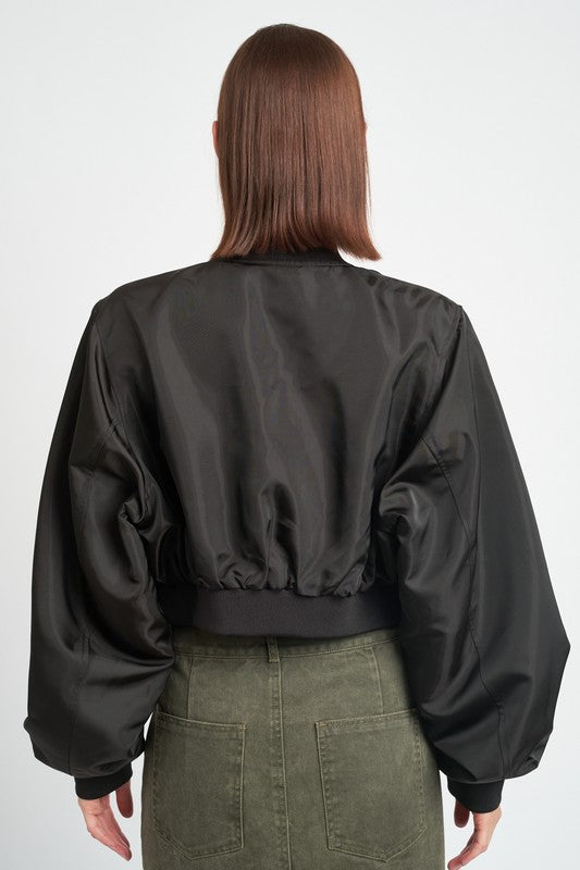 CROPPED BOMBER JACKET - lolaluxeshop