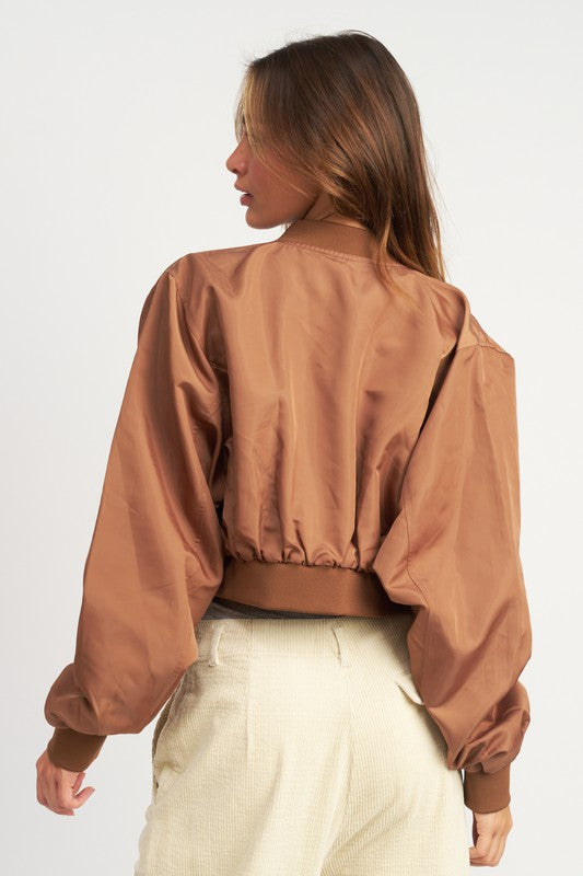 CROPPED BOMBER JACKET - lolaluxeshop