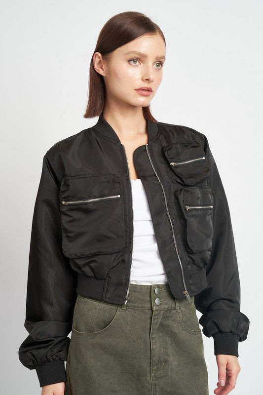 CROPPED BOMBER JACKET - lolaluxeshop