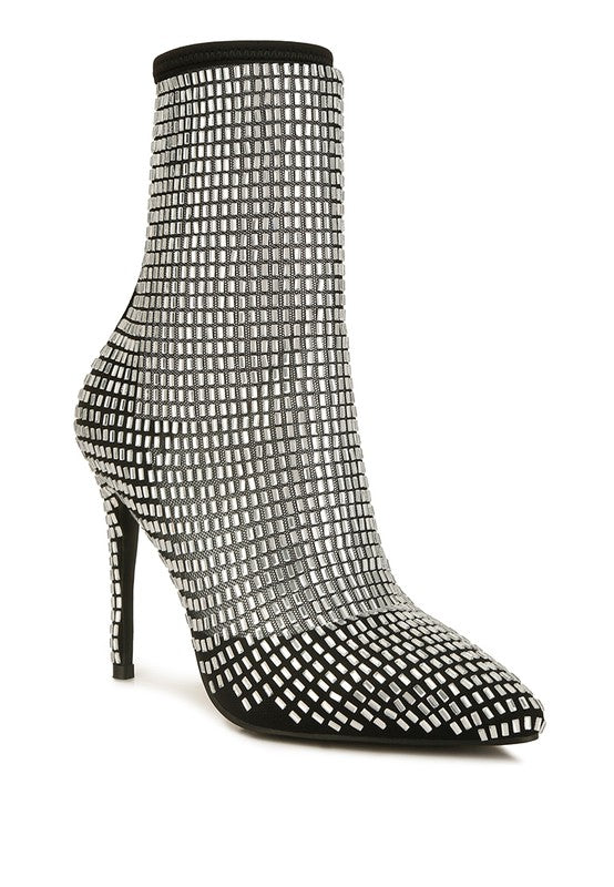 Fortunate Rhinestones Embellished Mesh Boots - lolaluxeshop