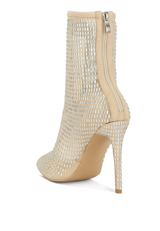 Fortunate Rhinestones Embellished Mesh Boots - lolaluxeshop