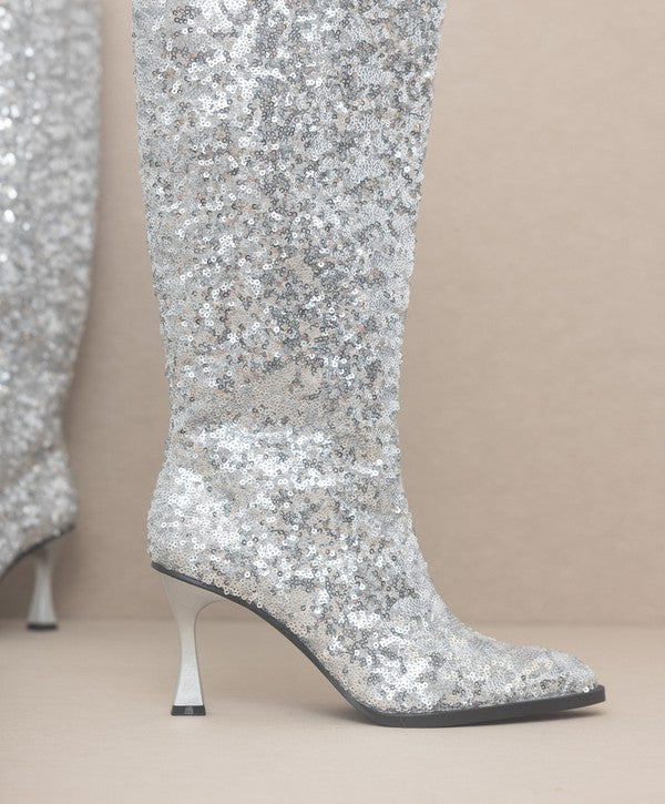 OASIS SOCIETY Jewel - Knee High Sequin Boots - lolaluxeshop