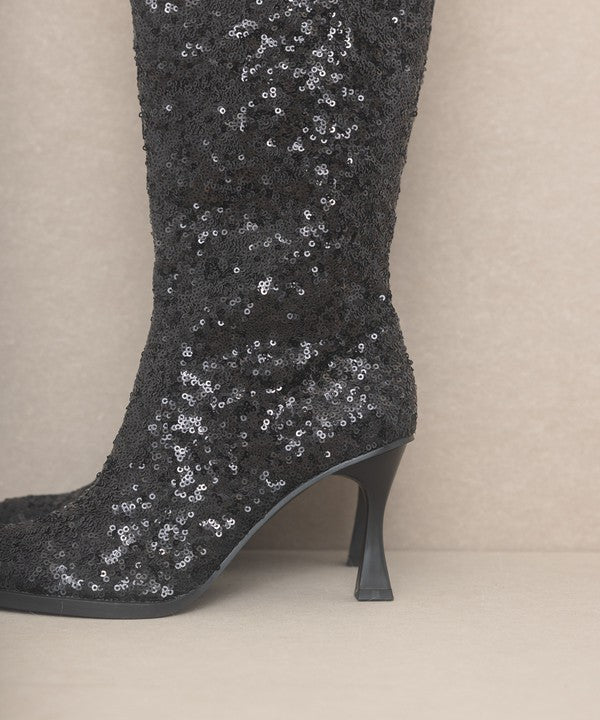 OASIS SOCIETY Jewel - Knee High Sequin Boots - lolaluxeshop