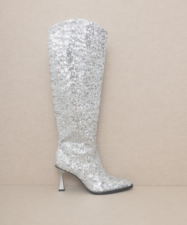 OASIS SOCIETY Jewel - Knee High Sequin Boots - lolaluxeshop