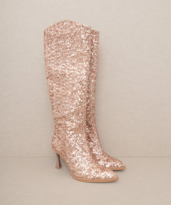 OASIS SOCIETY Jewel - Knee High Sequin Boots - lolaluxeshop