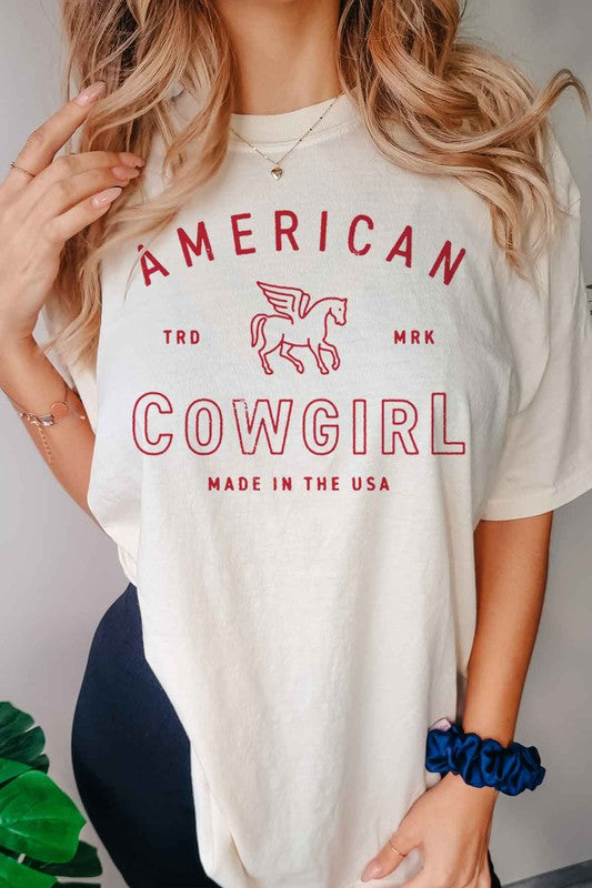 AMERICAN COWGIRL OVERSIZED TEE  T-SHIRT - lolaluxeshop