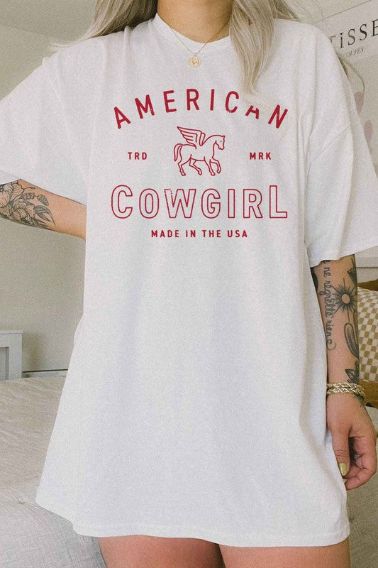 AMERICAN COWGIRL OVERSIZED TEE  T-SHIRT - lolaluxeshop