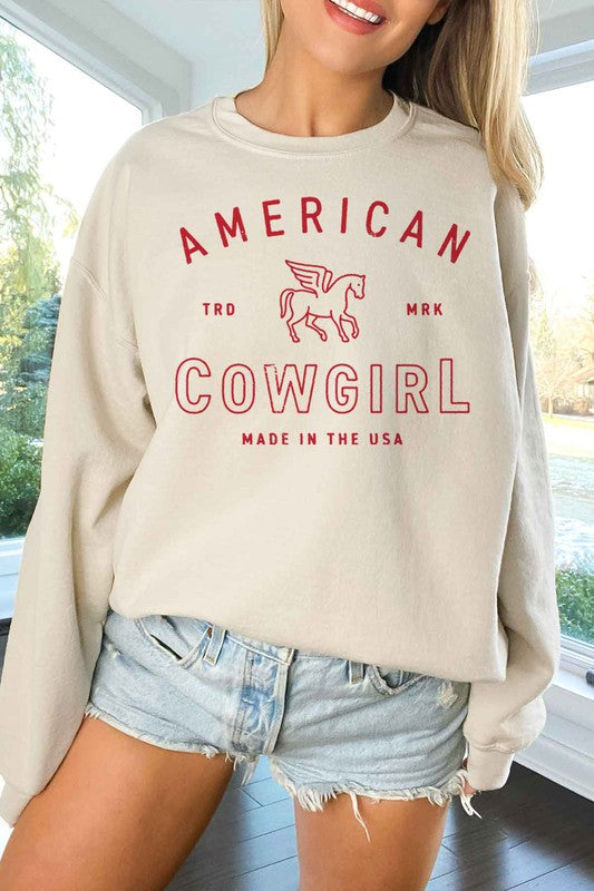 AMERICAN COWGIRL OVERSIZED SWEATSHIRT - lolaluxeshop