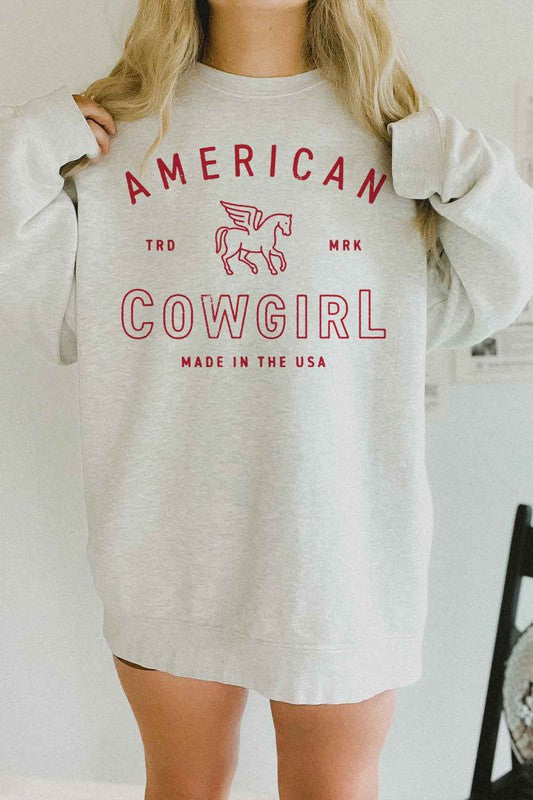 AMERICAN COWGIRL OVERSIZED SWEATSHIRT - lolaluxeshop