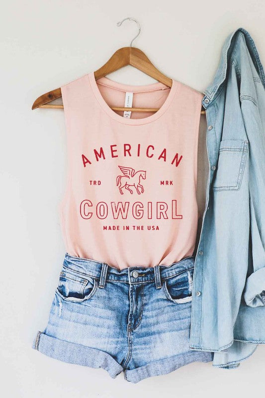 AMERICAN COWGIRL GRAPHIC MUSCLE TANK - lolaluxeshop