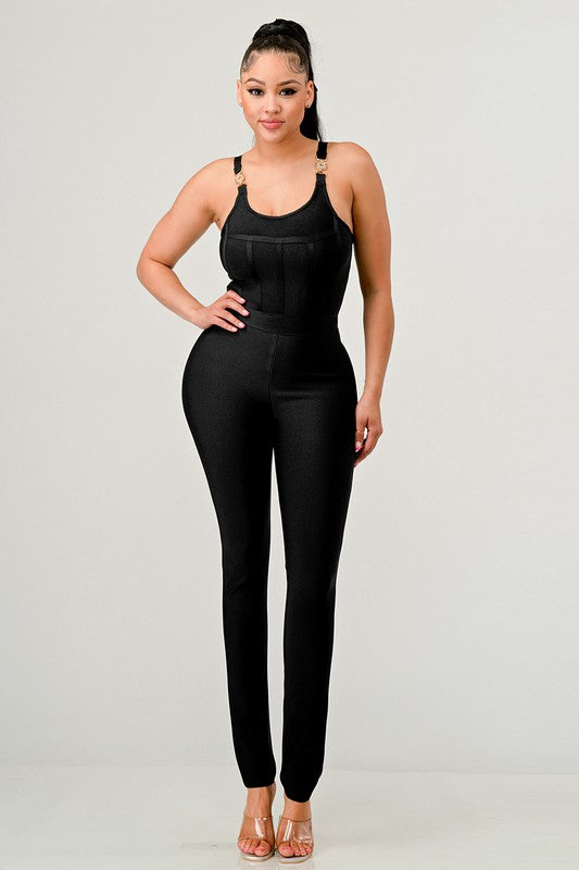 BODYCON BANDAGE JUMPSUIT - lolaluxeshop