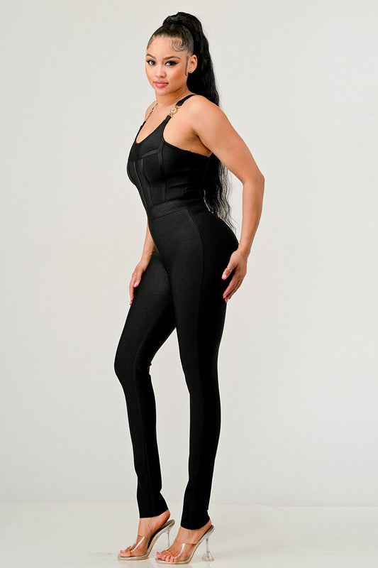 BODYCON BANDAGE JUMPSUIT - lolaluxeshop