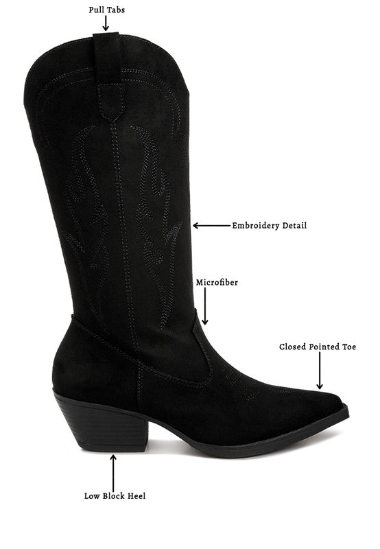 Ginni Embroidered Calf Boots - lolaluxeshop