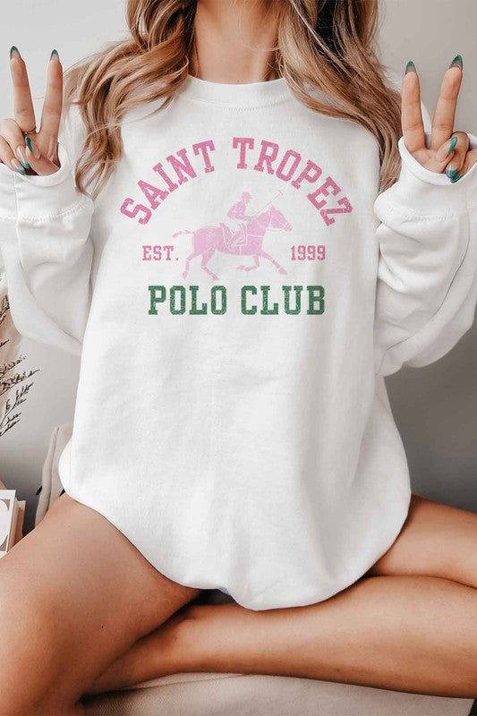 SAINT TROPEZ POLO CLUB GRAPHIC SWEATSHIRT - lolaluxeshop