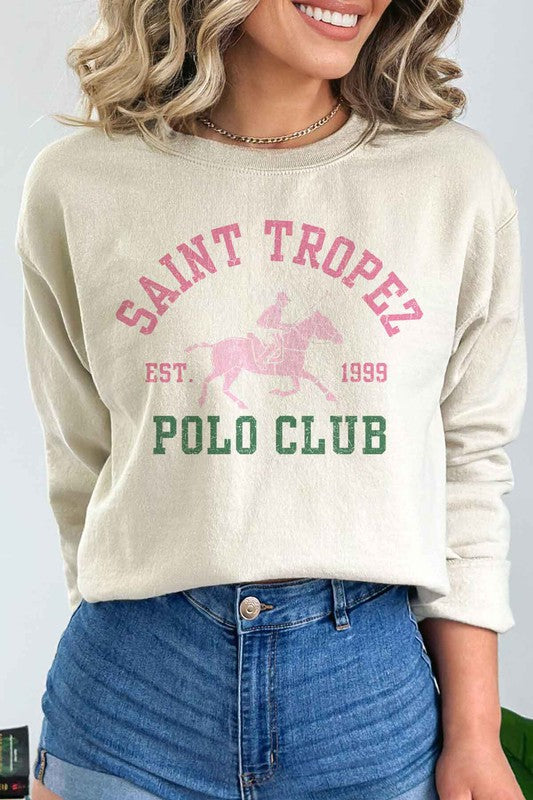 SAINT TROPEZ POLO CLUB GRAPHIC SWEATSHIRT - lolaluxeshop