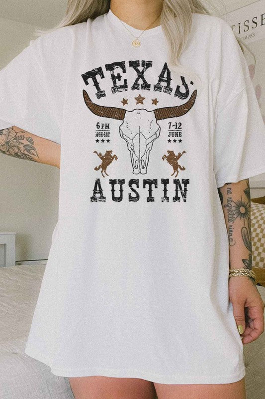 TEXAS AUSTIN WESTERN OVERSIZED GRAPHIC TEE - lolaluxeshop