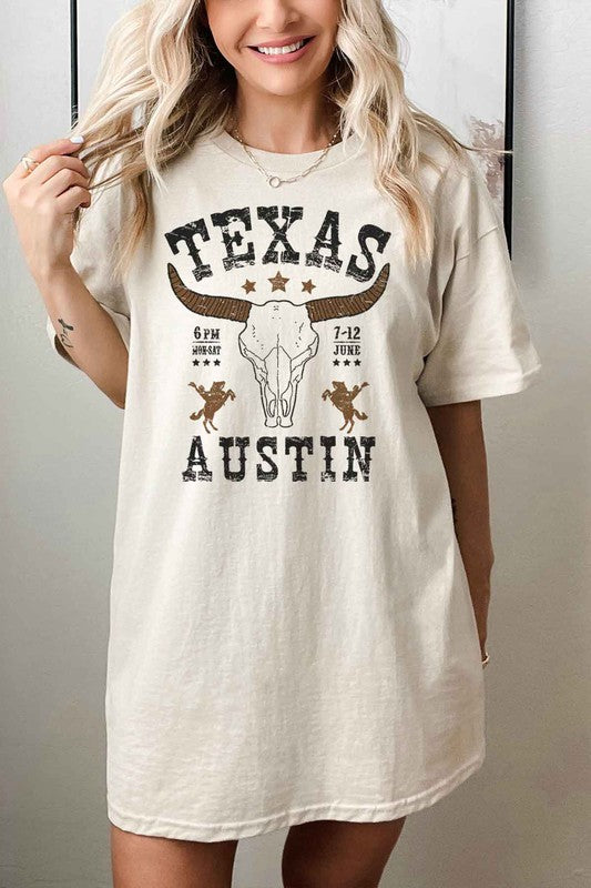 TEXAS AUSTIN WESTERN OVERSIZED GRAPHIC TEE - lolaluxeshop