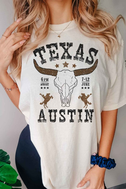 TEXAS AUSTIN WESTERN OVERSIZED GRAPHIC TEE - lolaluxeshop