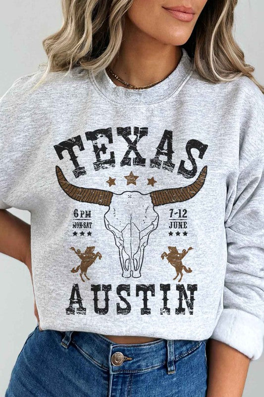 TEXAS AUSTIN WESTERN GRAPHIC SWEATSHIRT - lolaluxeshop