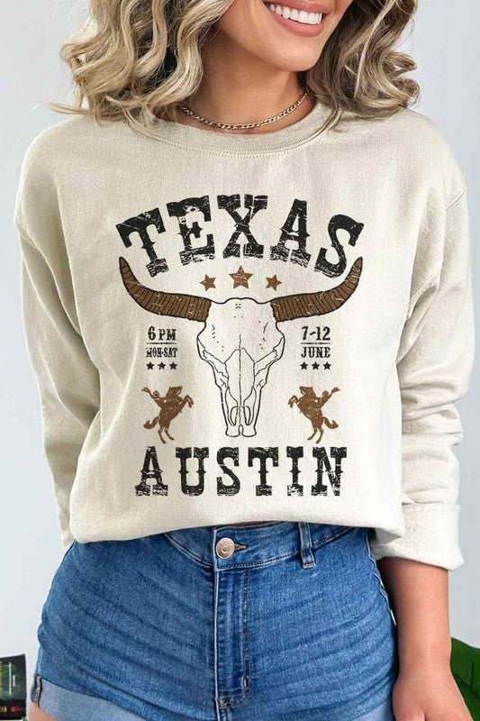 TEXAS AUSTIN WESTERN GRAPHIC SWEATSHIRT - lolaluxeshop