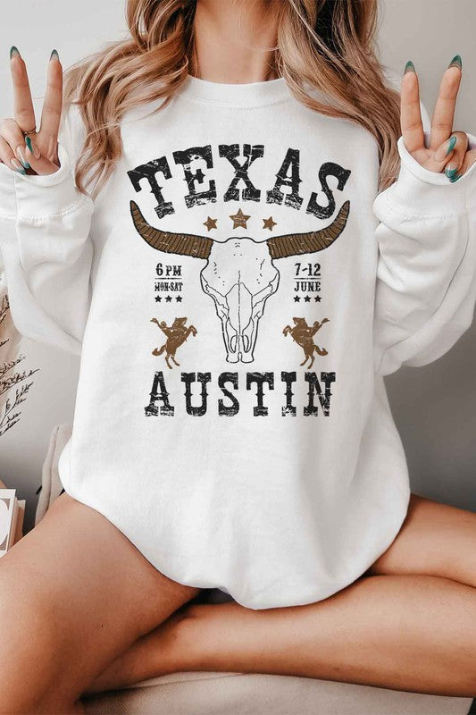 TEXAS AUSTIN WESTERN GRAPHIC SWEATSHIRT - lolaluxeshop