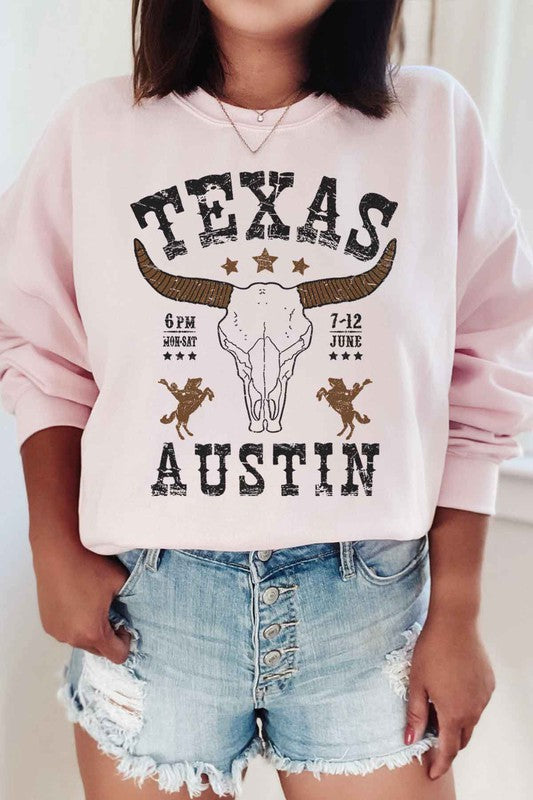 TEXAS AUSTIN WESTERN GRAPHIC SWEATSHIRT - lolaluxeshop