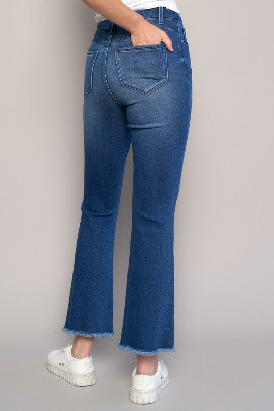 HIGH RISE CROP BOOT JEANS - lolaluxeshop