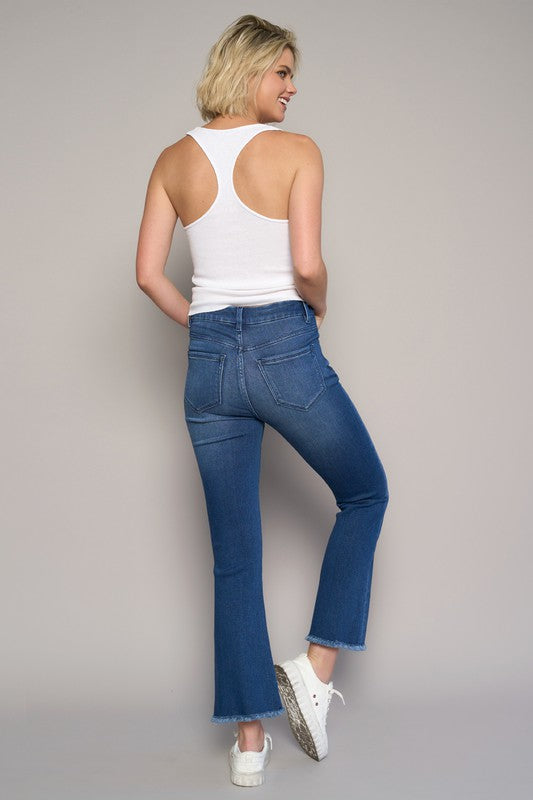 HIGH RISE CROP BOOT JEANS - lolaluxeshop