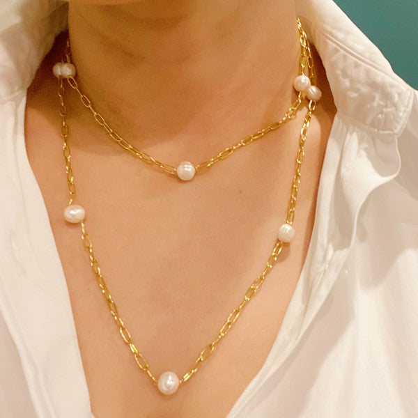 Freshwater Pearl Long Chain Necklace - lolaluxeshop