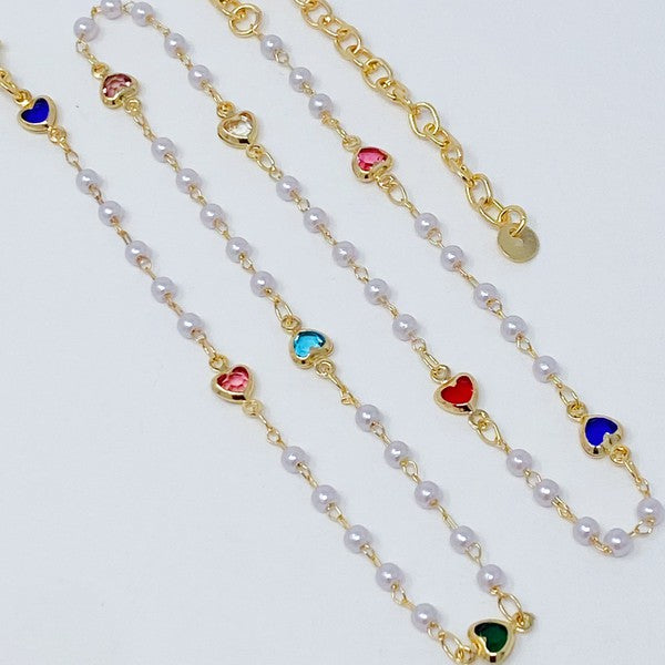 Precious Mini Heart Pearl Chain Necklace - lolaluxeshop