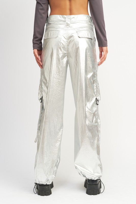 METALLIC CARGO PANTS - lolaluxeshop